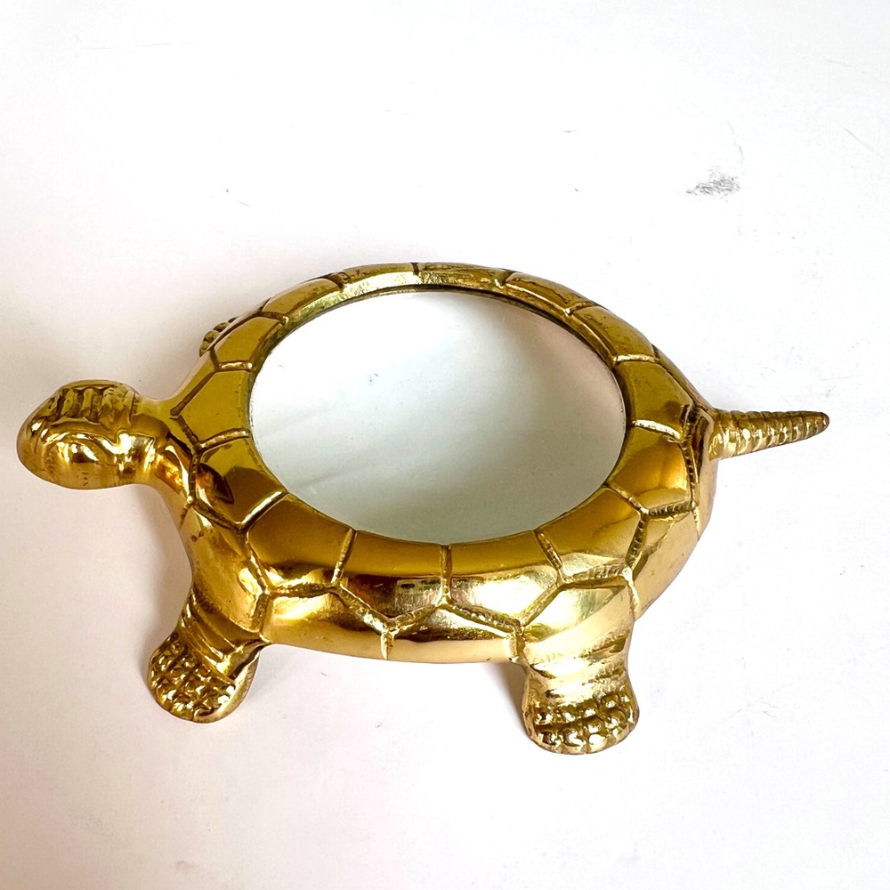 Solid Brass Turtle Magnifying Glass Paperweight – 4.25”